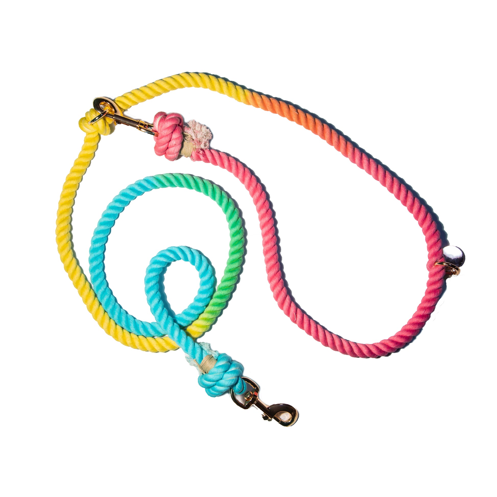 Rainbow Hands-Free Cotton Rope Leash - Glow Pups