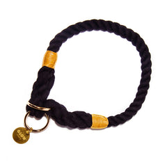 Black Stylish Rope Slip Collar - Glow Pups