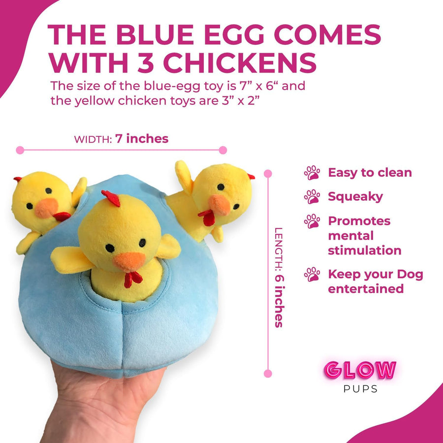 Burrow Chicken in Egg Hide and Seek Dog Toy - Glow Pups by Glow Pups
