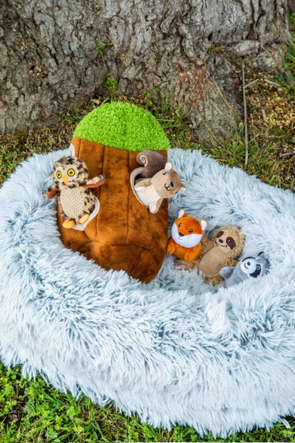 Wooded Animal in Tree Dog Toy