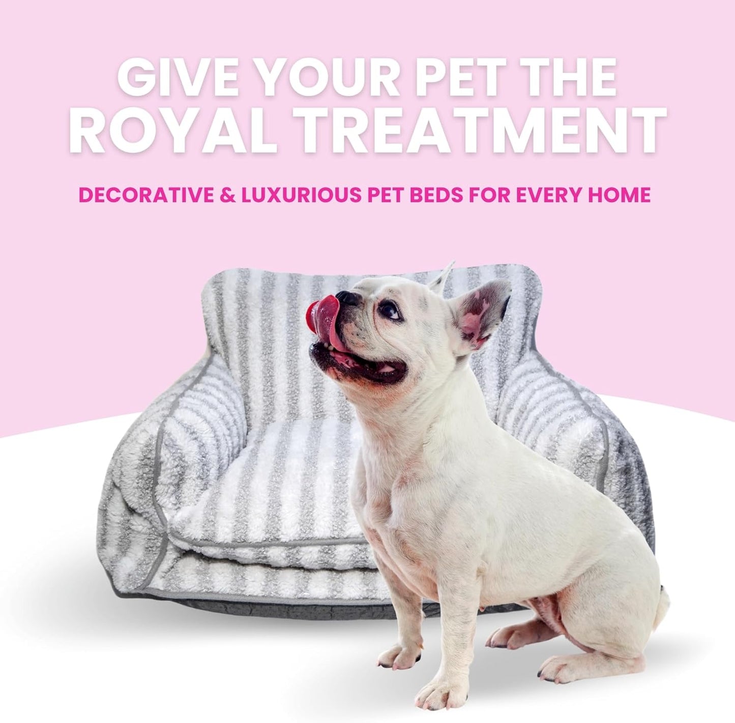 Stylish Grey and White Striped Couch Style Dog Bed