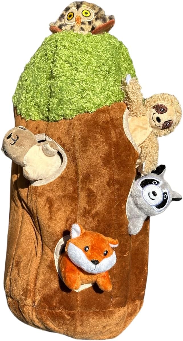 Wooded Animal in Tree Dog Toy