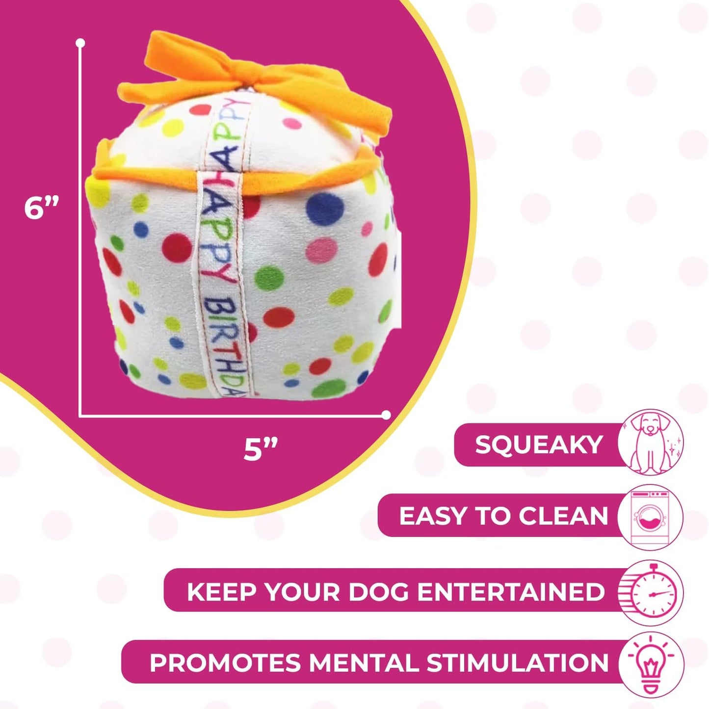 Squeaky Birthday Present Plush Dog Toy