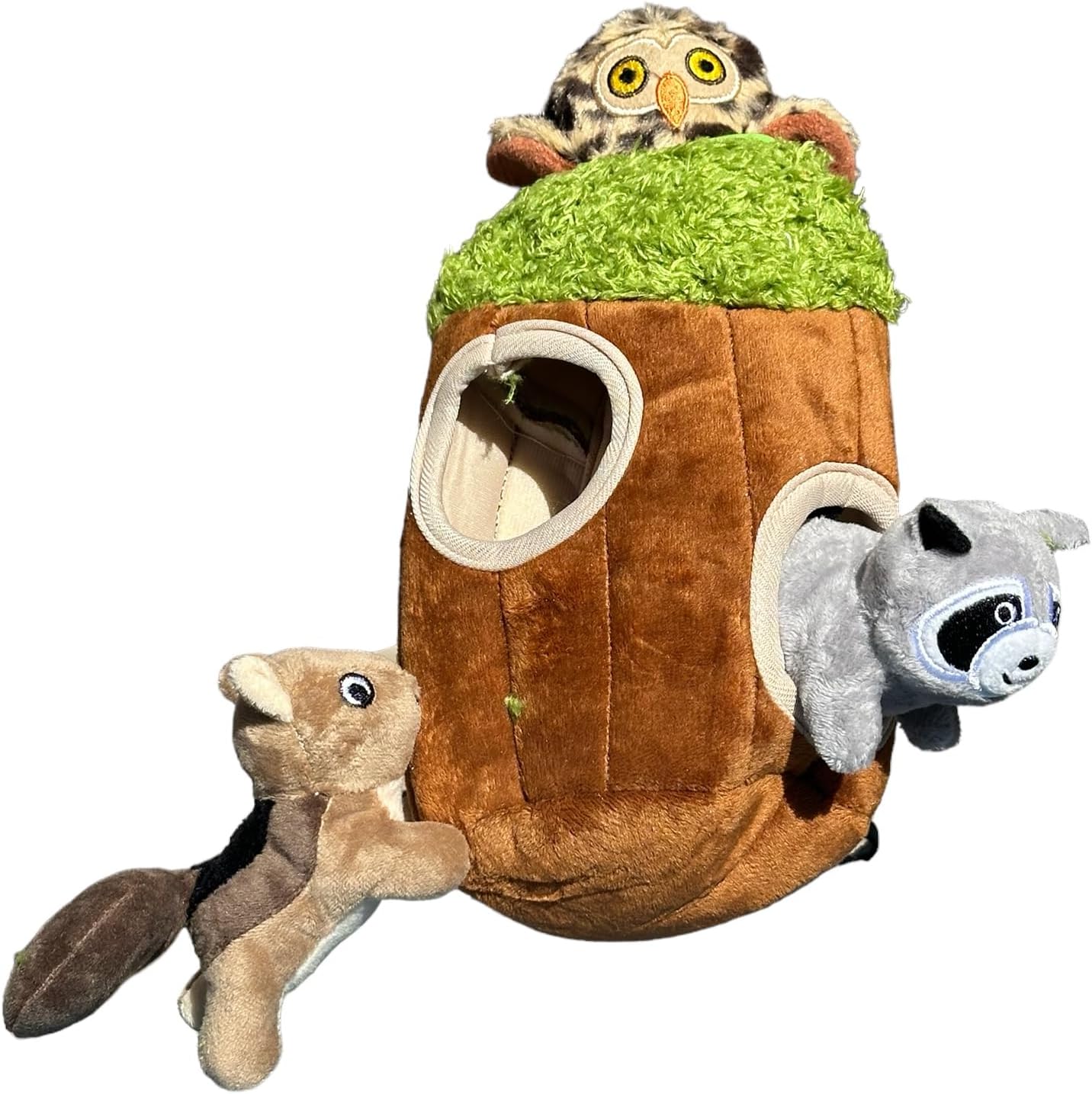 Wooded Animal in Tree Dog Toy