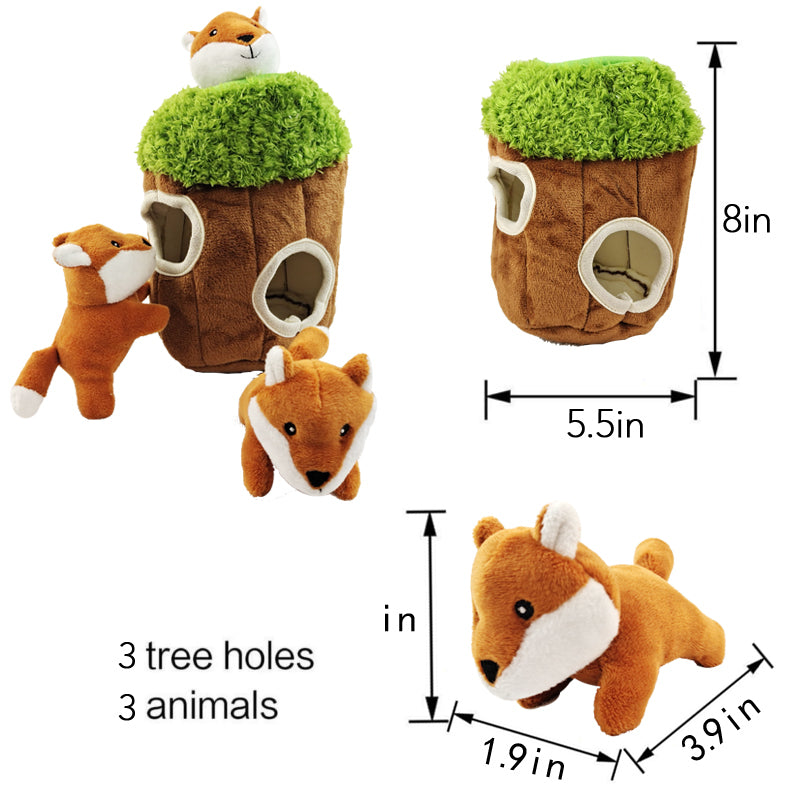 Wooded Animal in Tree Dog Toy