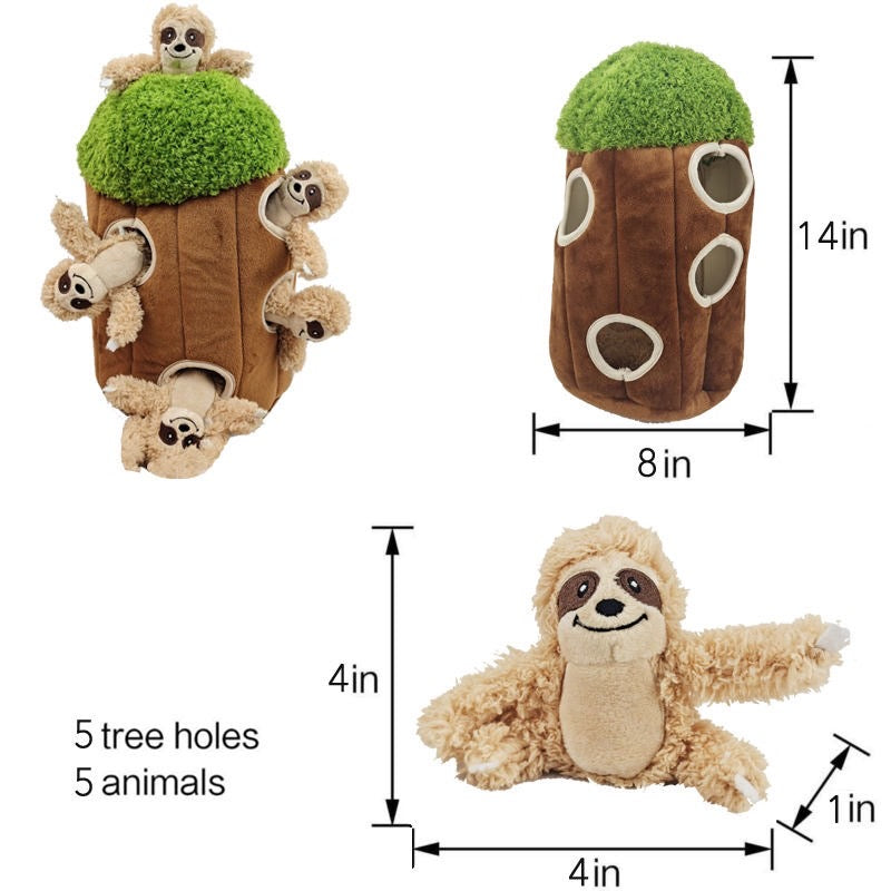 Wooded Animal in Tree Dog Toy