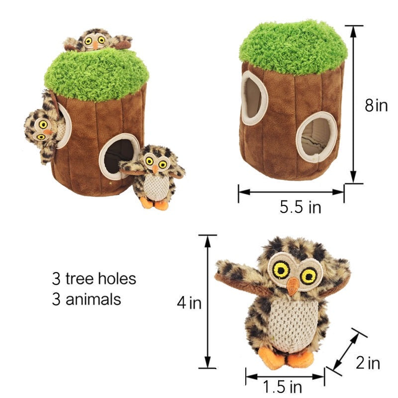 Wooded Animal in Tree Dog Toy