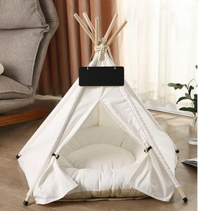 Natural  White Pet Teepee Dog Bed