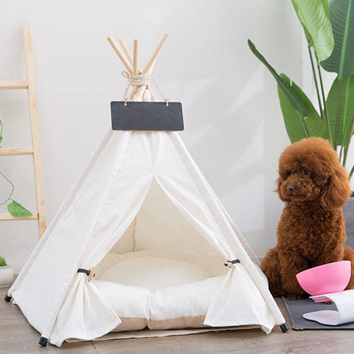 Natural  White Pet Teepee Dog Bed